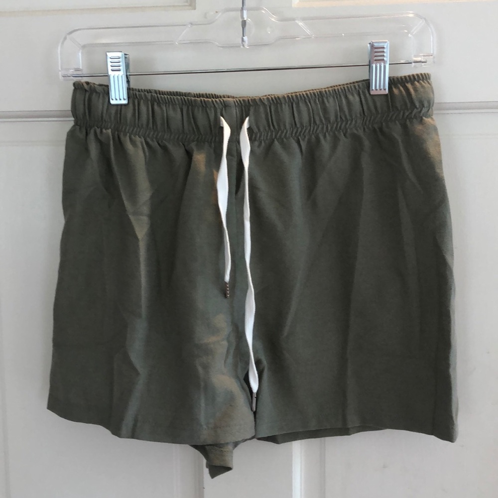 Shein Army Green Drawstring Waist Track Shorts